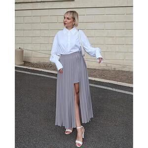 NWT‎ The Drop Women's Gull Half Open Pleated Skirt- Contemporary SZ Large